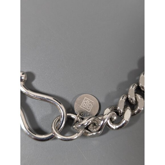 BLB Silver Tone Curb Cuban Chain Necklace Classic Retro Statement Chunky 18" - Picture 4 of 8